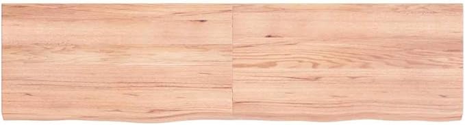 Solid Oak Wood Floating Wall Shelf, 47.2 Inch Rustic Live Edge Display Ledge for Living Room, Farmhouse Storage Shelving for Books, Plants, Decor, Medium Brown