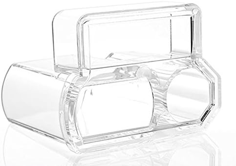 Kamay's 2 Compartments Transparent Acrylic Lipstick Makeup Brush Eyebrow Pencil Holder Cosmetic Display Stand Case Desk Organizer(SF-2132) (A)