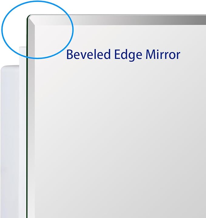 IDYLLOR Bathroom Medicine Cabinet with Beveled Edge Mirrored Door 14 x 18 inch, Recessed or Surface Mount, with Adjustable Glass Shelves
