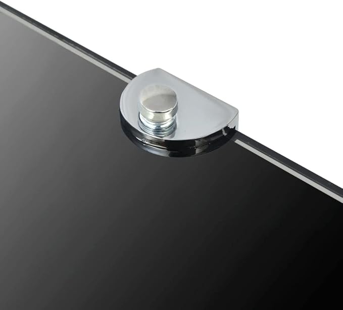 Floating Corner Shelves Set of 2 Black Glass Wall Shelves with Chrome Supports 9.8"x9.8" Small Floating Wall Shelves for Bathroom Kitchen Living Room Storage