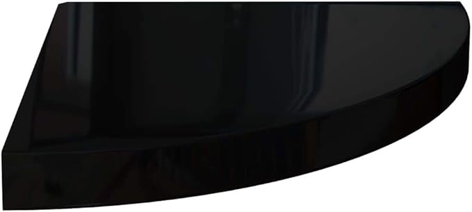 Floating Corner Shelf for Wall 13.8x13.8 Inch High Gloss Black Honeycomb MDF with Metal Bracket Invisible Mounting Display Shelves for Bathroom Bedroom Living Room Decor
