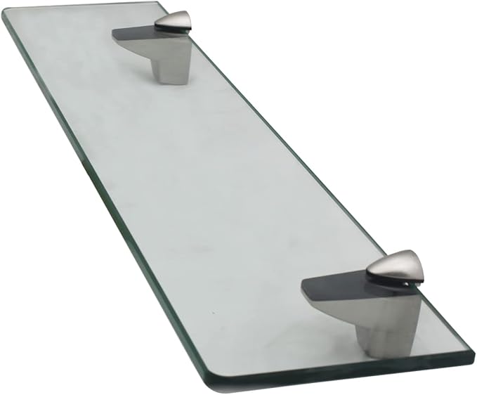 XVL Glass Shelf 20 Inch Bathroom Tempered Glass Rack Brushed Nickel GS3004AM