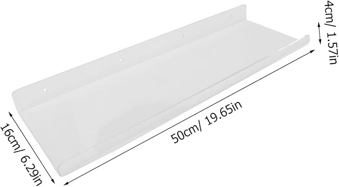 Wall Mounted Acrylic Storage Shelf for Bathroom Clear Floating Shelf for Toiletries Shaped Design Easy Installation for Kitchen Bathroom Storage