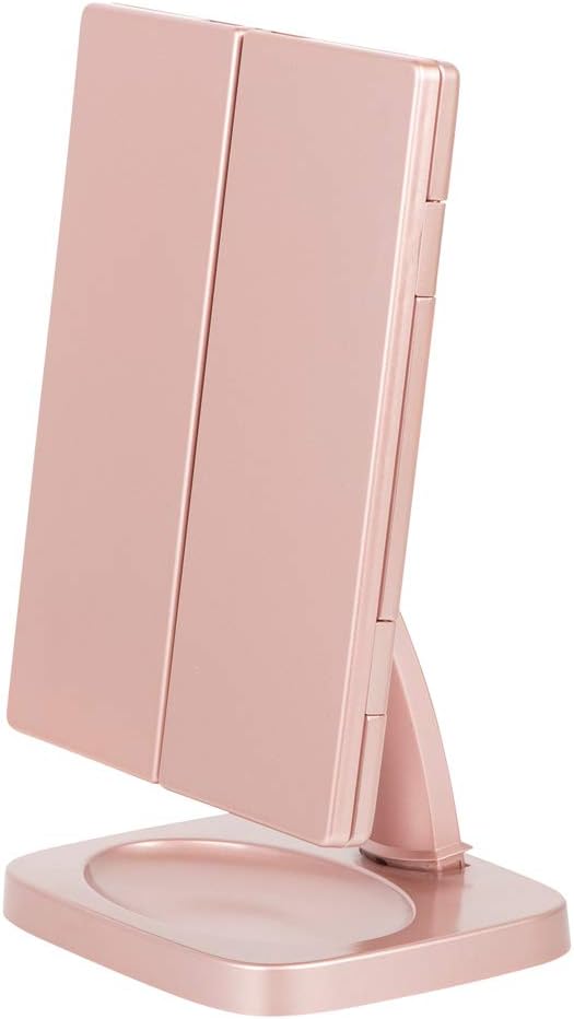 True Glow by Conair TGBE90C Trifold Led Lighted Makeup Mirror in rose Gold, 0.379 Pounds