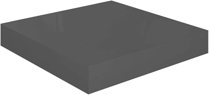 Floating Wall Shelf High Gloss Gray 9.1x9.3x1.5 Invisible Mount Display Rack for Home Decor Books Collectibles Awards Modern Storage Solution