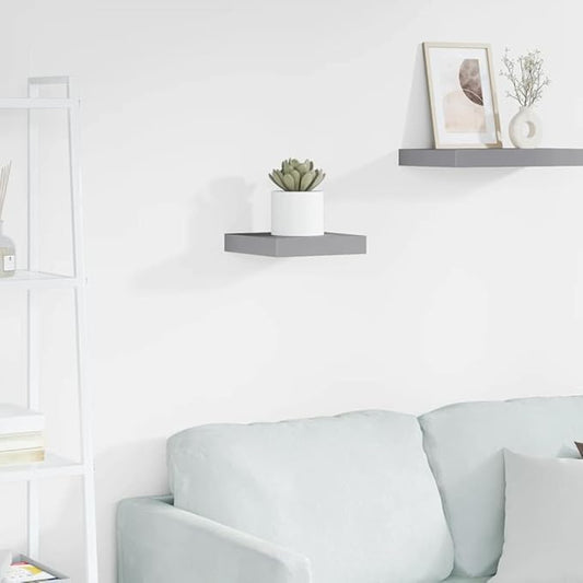 Floating Wall Shelf, Modern Honeycomb Display Shelves for Living Room, Bedroom or Office, Decorative MDF Wood Storage Organizer, Grey 9.1 x 9.3 x 1.5 in