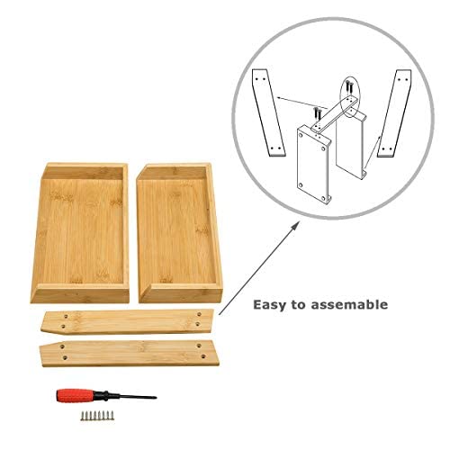 GOBAM Bamboo Makeup & Countertop Organizer, Large - 2 Layer Cosmetics, Lipsticks, Jewelry, Brushes, Hair Accessories & Perfume Organizer for Dresser, Easy Assembly - Natural