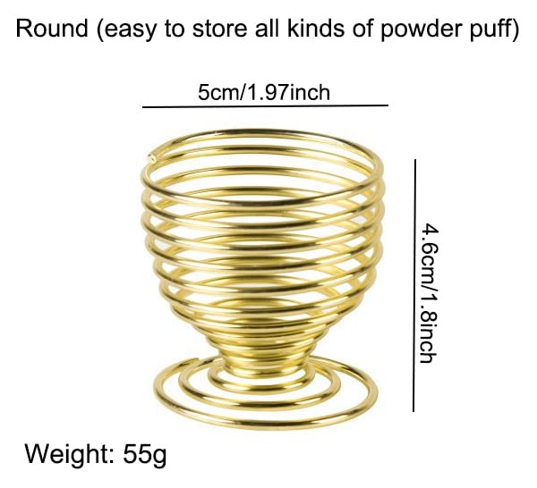 AKOAK 1 Pack Gold/Rose Gold Round Puff Storage Rack, Makeup Egg Drying Rack, Makeup Gourd Puff Sponge Display Rack Beauty Tools (Gold)