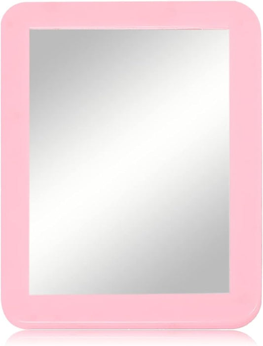 ARTLYMERS Magnetic Locker Mirror, 5x7 Real Glass Small Mirrors for Locker with Magnetic Backing, for School Locker, Bathroom, Household Refrigerator, Locker Accessory (Pink)