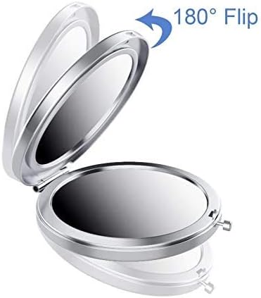 Blue Magnifying Compact Mirror for Purse - 1x/2x Magnification Travel Makeup Mirror,Small Flower Pocket Mirrors,Handheld 2-Sided Portable Cosmetic Mirrors,Compact Mirror for Gift