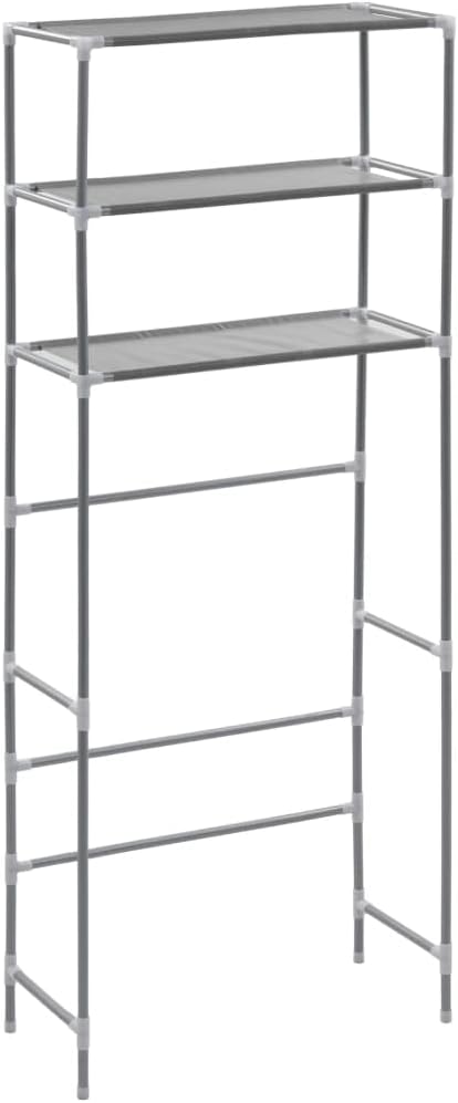 vidaXL Stainless Steel 3-Tier Storage Rack Over Laundry Machine – Durable Freestanding Organizer for Laundry Room & Bathroom, Silver, 27.2"x11"x66.5"