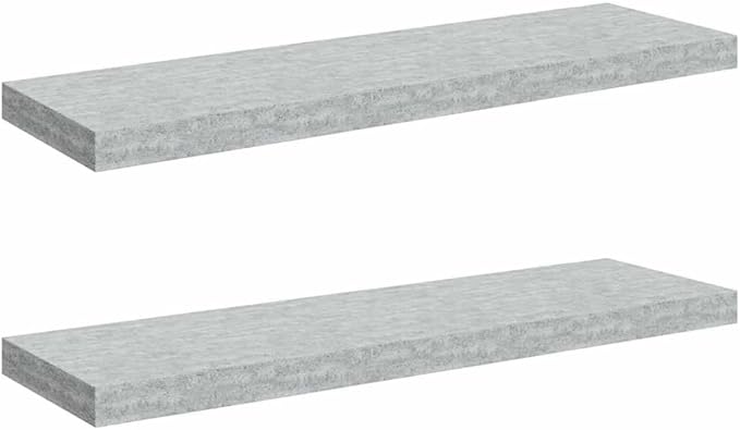 Set of 2 Floating Wall Shelves, 31.5-inch Modern Concrete Grey Honeycomb MDF Decorative Display Ledge for Living Room, Bedroom, and Home Office Storage