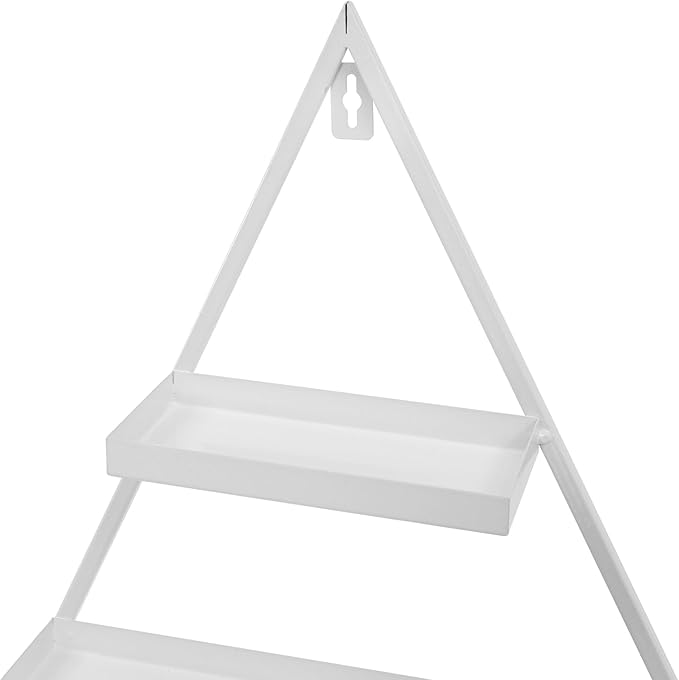 5 Tier Wall-Mounted Metal Nail Polish Display Rack,Simple Triangular Storage Shelves,Essential Oil and Perfume Organizers,Cosmetic Display Cases for Home Spa Nail Salon Shop (White)