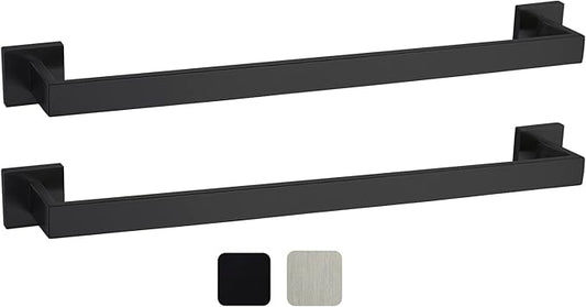 24 Inch Towel Bar 2 Pack for Bathrooms 12/16/20/24/28/32/36 Inch Stainless Steel 304 Matte Black Towel Holder Modern Square Towel Rod Rustproof Wall Mount (2, Matte Black, 24 Inch)