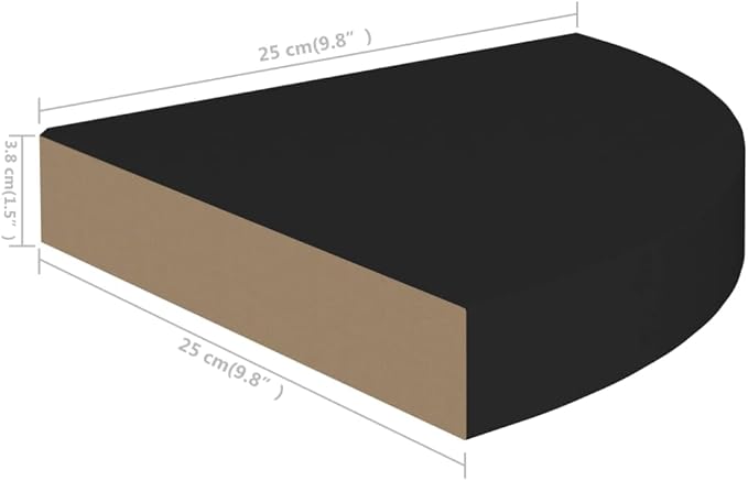 Floating Corner Shelf 9.8x9.8 Inch Black Wall Mounted Shelves with Invisible Bracket - Honeycomb MDF Metal Storage for Bathroom Bedroom Living Room Home Decor