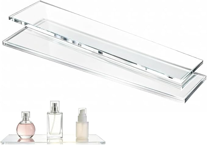 Yunguzi 2 PCS 13 Inch Acrylic Medicine Cabinet Shelves – Clear Replacement Cabinet Shelf for Bathroom, Kitchen, Living Room, Wall-Mounted & Hanging Cabinets