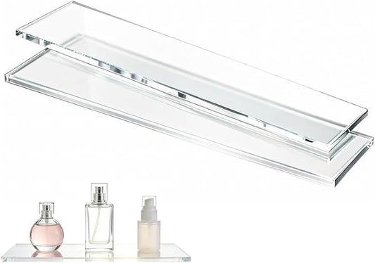 Yunguzi 2 PCS 13 Inch Acrylic Medicine Cabinet Shelves – Clear Replacement Cabinet Shelf for Bathroom, Kitchen, Living Room, Wall-Mounted & Hanging Cabinets