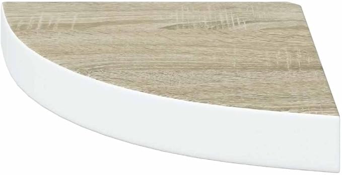 Wall Corner Shelf, Triangular Floating Shelves for Bedroom Living Room, Oak and White Honeycomb MDF Decorative Display Rack, Modern Space Saving Compact Storage