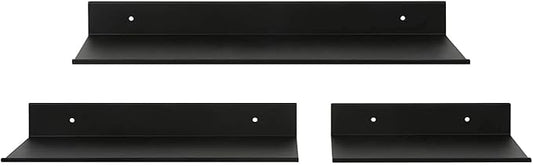 Z metnal Bathroom Shelf, Small Floating Wall Shelves, Decorative Ledge Shelf, Aluminum, Wall Mounted, Matt Black, 16/12/8 inch, 3 Packs