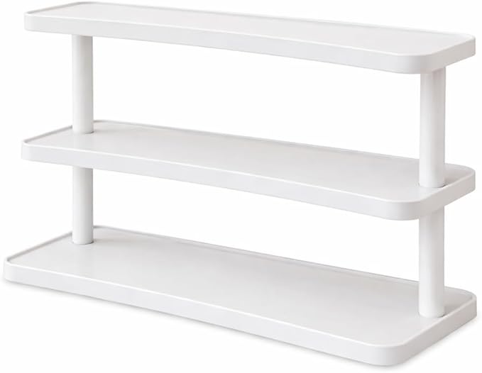 HealthEmpire 3-Tier Cosmetic Organizer Shelf for Countertop – Wooden Makeup & Skincare Storage Rack, Bathroom Vanity Display Stand for Perfume, Toiletries & Office Desk Organization (White)