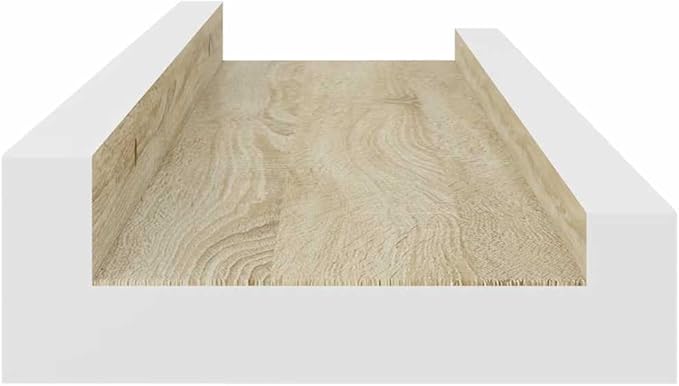 Wall Shelf Set of 2, Floating Shelves for Wall Storage, Modern White and Sonoma Oak MDF Decorative Display Shelves for Living Room Bedroom, 15.7 inch