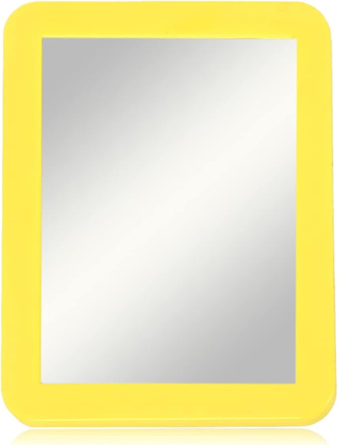 ARTLYMERS Magnetic Locker Mirror, 5x7 Real Glass Small Mirrors for Locker with Magnetic Backing, for School Locker, Bathroom, Household Refrigerator, Locker Accessory (Yellow)
