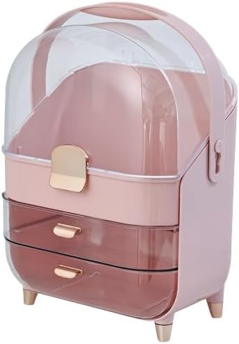 Makeup and Skincare Organizer with Multiple Compartment - Stylish & Portable Makeup Organizer Box ?€? Perfect Skin Care Holder for Vanity, Desk, & Bathroom (pink)