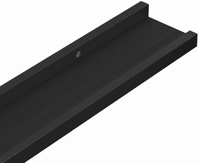 Set of 2 Black Wall Ledge Shelves 31.5 inch Floating Display Shelf for Picture Frames Art Books Modern Minimalist Wall Mounted Storage Rack