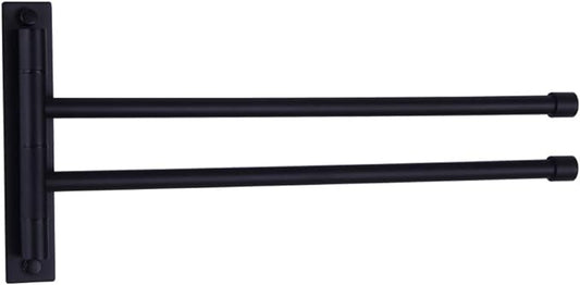 GERZWY Bathroom Swing Arm Towel Bars 2-Arm Wall Mount Stainless Steel Bath Towel Rack Hanger Towel Holder Organizer Matte Black HYG02-BK