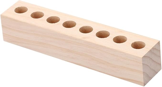Wood Lipstick Holder, Natural Wood Lipstick Organizer Display Stand Cosmetic Makeup Organizer for Lipstick, Brushes, Bottles, and More - Low