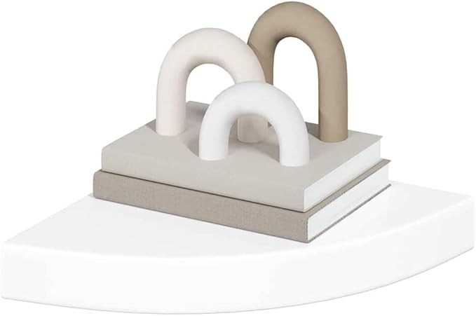Floating Corner Shelves 2 Pack, High Gloss White Wall Mounted Display Shelves for Home Decor, 9. 8x9. 8x1. 5 Inch Modern Corner Shelving Unit with Invisible Bracket, Easy Living Room Bathroom