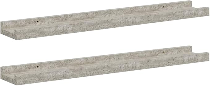 Floating Wall Shelves Set of 2, 23.6-Inch Modern Display Ledge for Living Room, Bedroom, and Home Decor, Concrete Grey MDF, Minimalist Storage Organizer