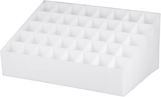 Ipetboom 40 Grids Lipsticks Holder: Plastic Clear Gloss Lip Holder Makeup Case Desktop Stand Makeup Brush Holder - Beauty Organizer Lip Tint Makeup Storage Case Cosmetic Lipstick, White