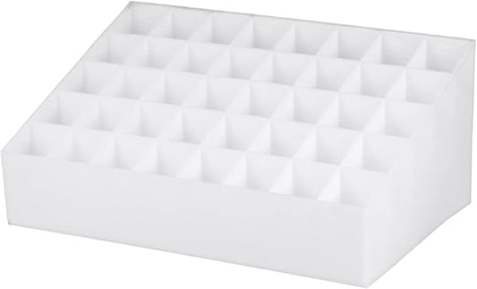 Ipetboom 40 Grids Lipsticks Holder: Plastic Clear Gloss Lip Holder Makeup Case Desktop Stand Makeup Brush Holder - Beauty Organizer Lip Tint Makeup Storage Case Cosmetic Lipstick, White