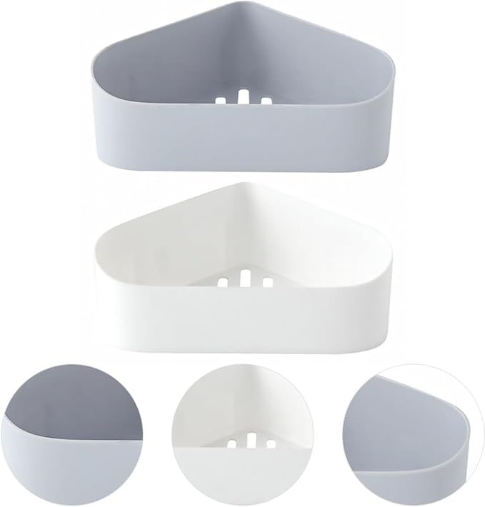 Garneck Wall-Mount Storage Rack Bathroom Shelf Organizer Kitchen Storage Shelf Plastic Draining Rack 2Pcs Set for Bathroom