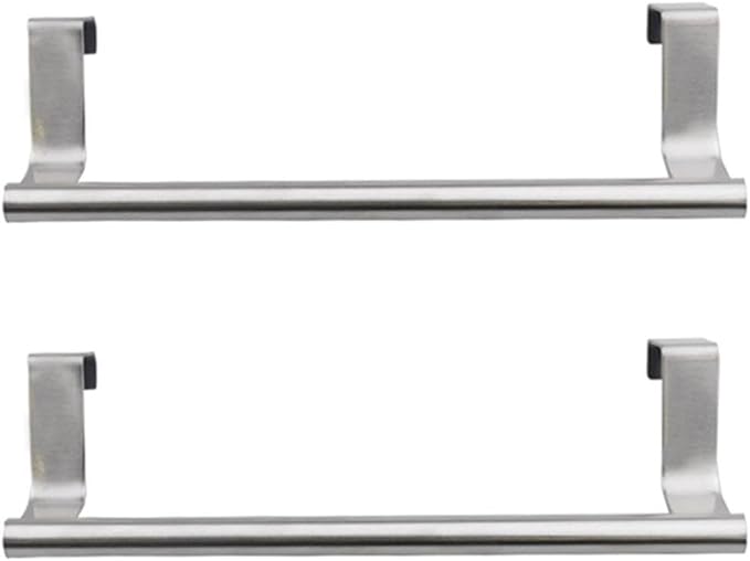 2 Pieces Towel Bar, Stainless Steel Towel Hanger Kitchen Cabinet Towel Rack, Over Door Towel Rack Bar Holders(Color:S,2pcs)