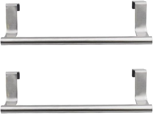 2 Pieces Towel Bar, Stainless Steel Towel Hanger Kitchen Cabinet Towel Rack, Over Door Towel Rack Bar Holders(Color:S,2pcs)