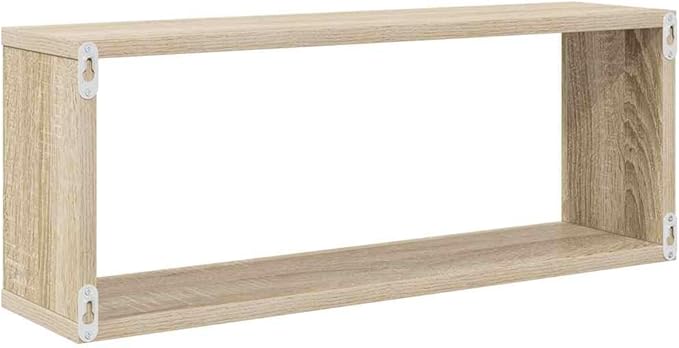 Set of 2 Floating Wall Shelves, Sonoma Oak Wood Storage Cubes for Living Room Bedroom, Decorative Modern Display Shelving Units for Books Plants