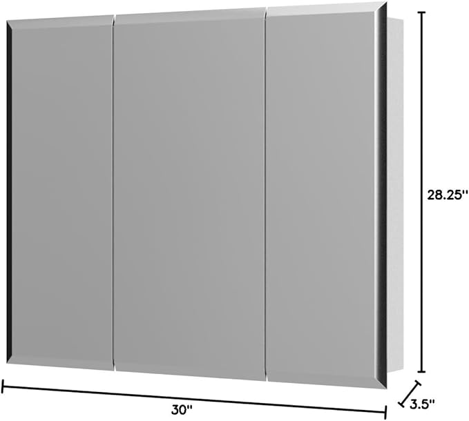Jensen 255030 Horizon Frameless Medicine Oversize Cabinet, 27-3/4-Inch by 24-3/4-Inch by 3-1/2-Inch