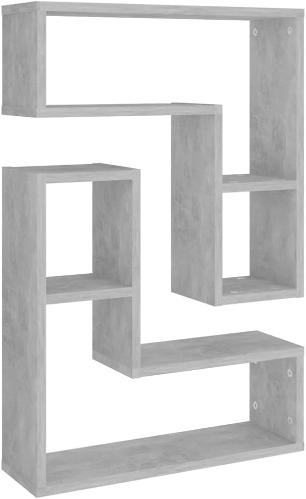 Concrete Gray Wall Shelves Set of 2 Modern Floating 19.7x5.9x19.7 Inches Engineered Wood Display Shelves for Living Room Bedroom Decor Storage Organization