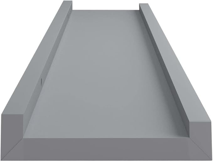Wall Mounted Picture Frame Ledge Shelves 2 Pack Gray MDF Display Shelves for Photos and Decorations 23.6x3.5x1.2 Inches Space Saving Wall Decor