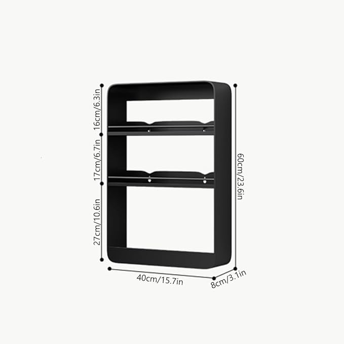 Multi-Layer Wall Mounted Bathroom Shelves, Punch-Free Makeup Organizer, Metal Wall Hanging Spice Rack, Multifunctional Wall Shelves for Kitchen, Bathroom or Living Room(White,Medium)