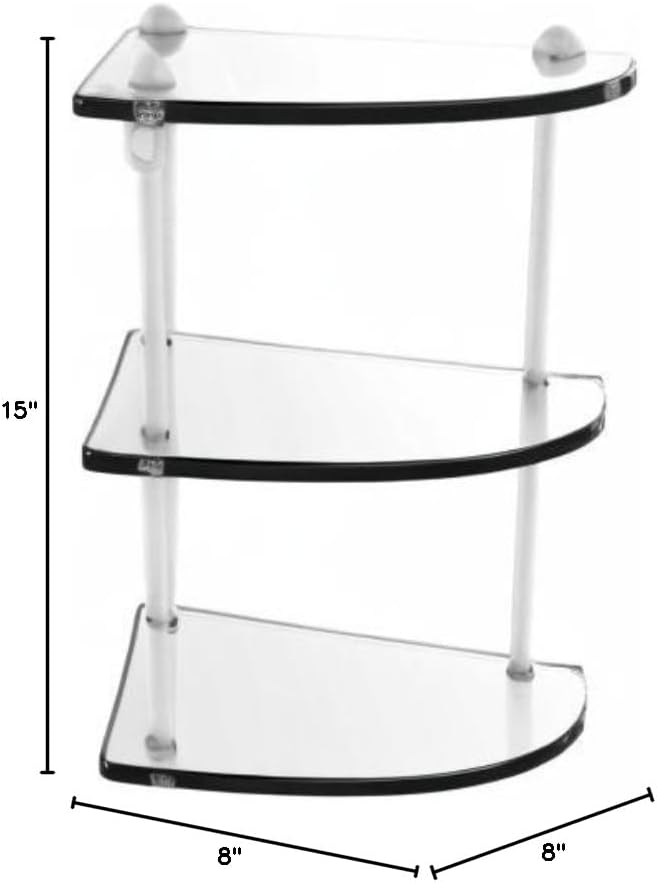 Allied Brass RC-6-WHM Three Tier Corner Glass Shelf, Matte White