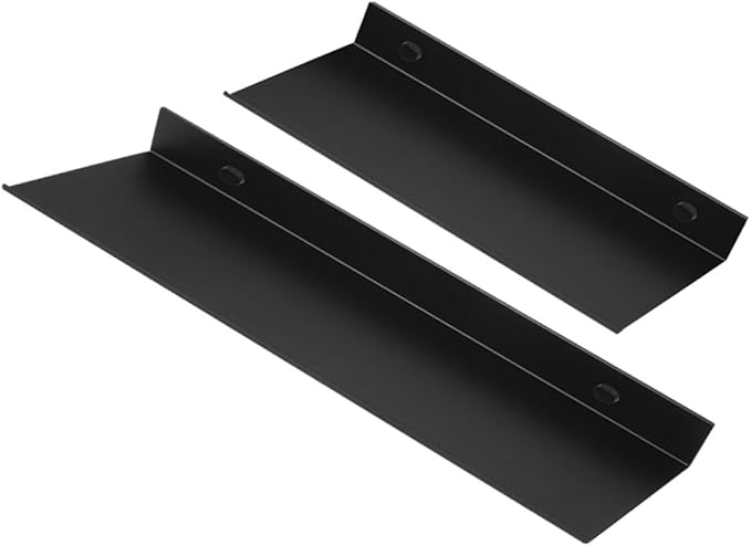 WOONEKY 2pcs Metal Floating Shelves Wall Mount Shelf Bathroom Storage Wall Storage Rack Black