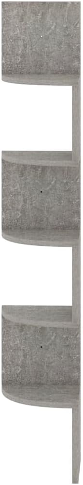 Wall Corner Shelf 5-Tier Floating Shelves, Concrete Grey Engineered Wood Storage Display Rack for Living Room Bedroom Home Office, Space Saving Design
