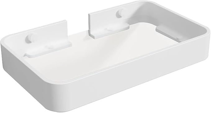 Z metnal Small Glass Bathroom Shelves, White Floating Wall Shelf, Mini Wall Mounted (White Clear Glass, 8 inch/20cm), 1pcs