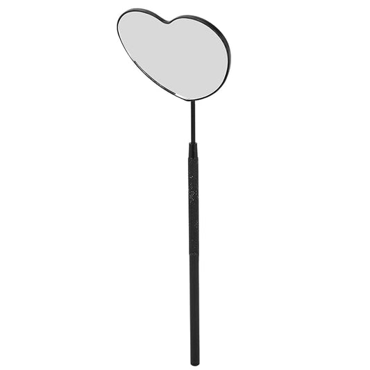 Pssopp Lash Eyelash Extension Mirror, Eyelash Makeup Mirrors Heart Shaped Lash Mirror Professional Portable Stainless Steel Makeup Eyelashes Mirrors for Lashes Extension (Black)
