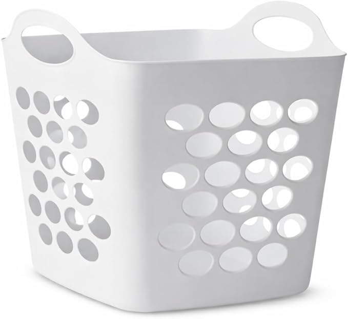 Flexible Square Laundry Hamper, Plastic Clothes Storage Basket with Handles, Breathable Design for Bedroom, Bathroom, Dorm or Laundry Room