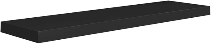 Floating Wall Shelves 2 Pack Black Modern Display Rack 35.4x9.3 Inches MDF Board with Invisible Mounting for Living Room Bedroom Home Decor Storage