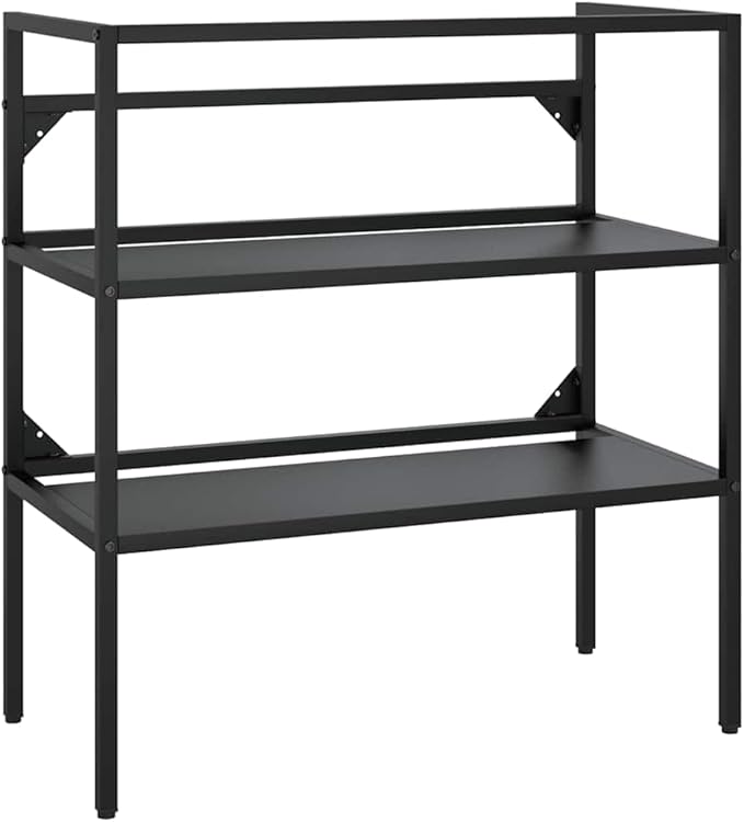 vidaXL Black Iron Bathroom Washbasin Frame - Weather- Powder-Coated Console Sink Stand, Easy-to-Clean, 31.1"x15"x32.7" Storage Furniture